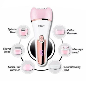Епілятор VGR 6 в 1 V-733 PINK, 12 насадок, IPX7, LED display