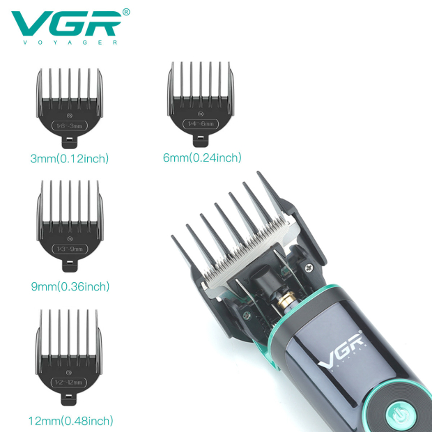 Акумуляторна машника для стрижки (clipper) VGR V-671, 4 насадки, LED display