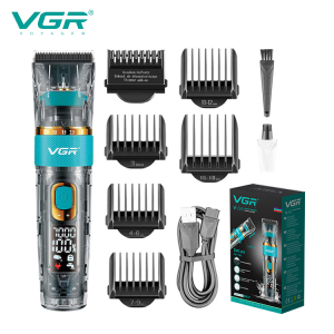 Акумуляторна машинка для стрижки (clipper) VGR V-695, 6 насадок, регулятор висоти, LED display