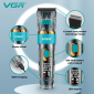 Акумуляторна машинка для стрижки (clipper) VGR V-695, 6 насадок, регулятор висоти, LED display