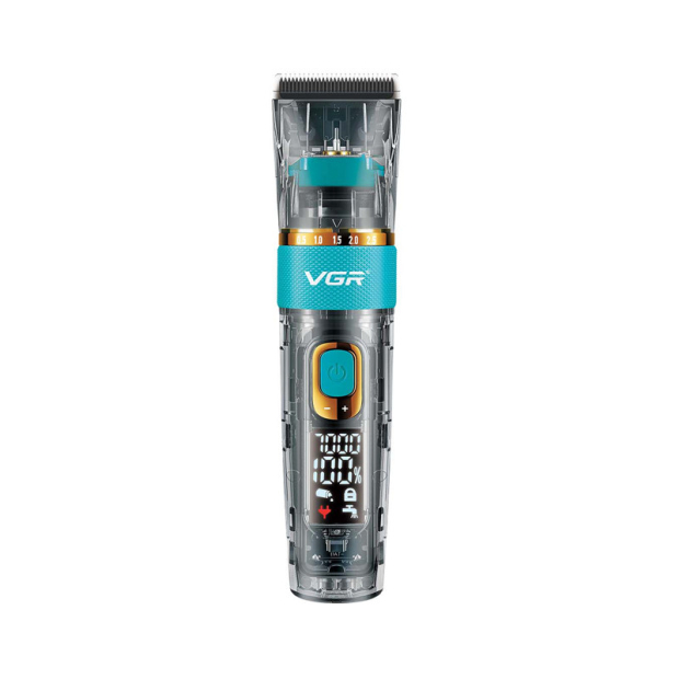 Акумуляторна машинка для стрижки (clipper) VGR V-695, 6 насадок, регулятор висоти, LED display