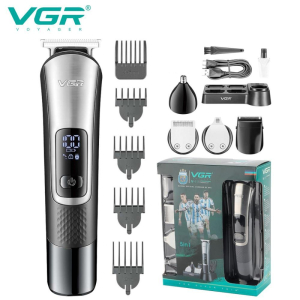 Набір для стрижки VGR 5 в 1 V-111, 9 насадок, LED display