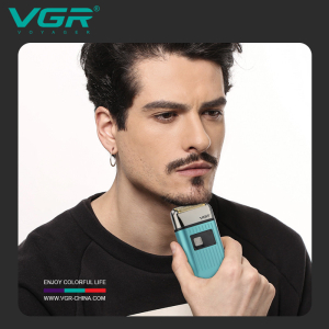 Електробритва VGR V-357 шейвер GREEN, подвійне лезо, 2 насадки, висувний тример, IPX6, LED display