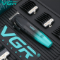 Акумуляторна машинка для стрижки (clipper) VGR V-003 GREEN, 6 насадок, TURBO режим 9000 RPM, керамічне лезо, LED display