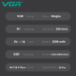 Акумуляторна машинка для стрижки (clipper) VGR V-003 GREEN, 6 насадок, TURBO режим 9000 RPM, керамічне лезо, LED display