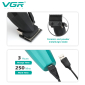 Акумуляторна машинка для стрижки (clipper) VGR V-003 GREEN, 6 насадок, TURBO режим 9000 RPM, керамічне лезо, LED display
