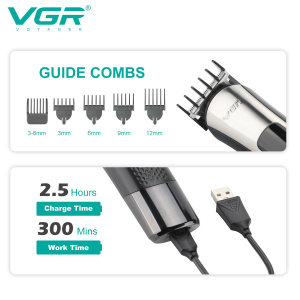 Набір для стрижки VGR 5 в 1 V-111, 9 насадок, LED display