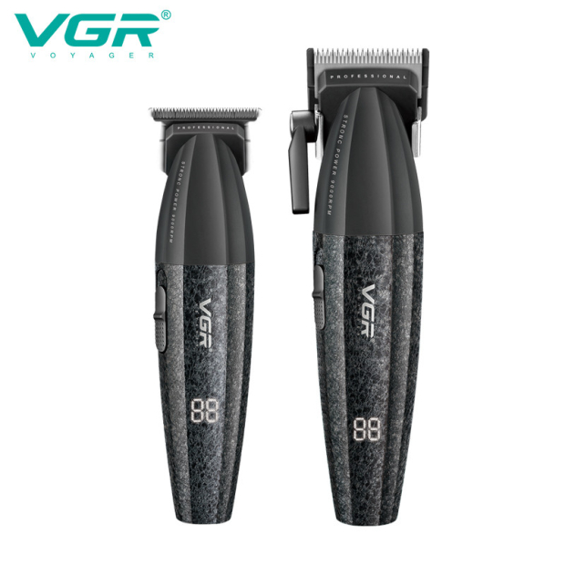 Комплект VGR 2 в 1 V-640 BLACK акумуляторна машинка для стрижки (clipper) та триммер