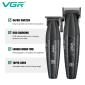 Комплект VGR 2 в 1 V-640 BLACK акумуляторна машинка для стрижки (clipper) та триммер