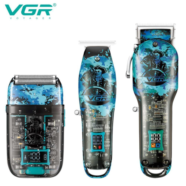 Комплект VGR 3 в 1 V-645 акумуляторна машинка для стрижки (clipper), триммер та електробритва (шейвер)