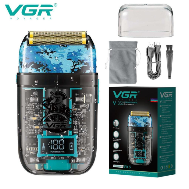 Електробритва VGR V-352 шейвер, подвійне лезо, IPX5, LED Display