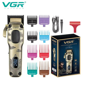 Акумуляторна машинка для стрижки (clipper) VGR V-027, 8 насадок, 7000 RPM, 2600 mAh, LED display