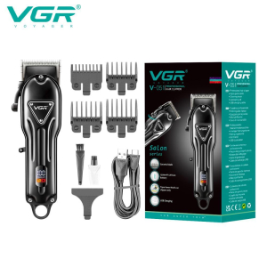 Акумуляторна машинка для стрижки (clipper) VGR V-051, 4 насадки, 2500 mAh, LED display
