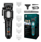 Акумуляторна машинка для стрижки (clipper) VGR V-600 BLACK, 6 насадок, регулятор висоти, LED display, 7000 RPM