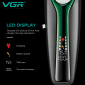 Акумуляторна машинка для стрижки (clipper) VGR V-010 GREEN, 6 насадок, 7500 RPM, 2600 mAh, LED display