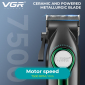 Акумуляторна машинка для стрижки (clipper) VGR V-010 GREEN, 6 насадок, 7500 RPM, 2600 mAh, LED display