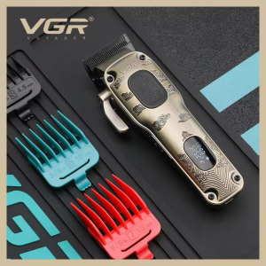 Акумуляторна машинка для стрижки (clipper) VGR V-027, 8 насадок, 7000 RPM, 2600 mAh, LED display