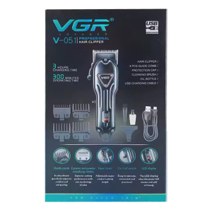 Акумуляторна машинка для стрижки (clipper) VGR V-051, 4 насадки, 2500 mAh, LED display