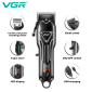 Акумуляторна машинка для стрижки (clipper) VGR V-051, 4 насадки, 2500 mAh, LED display