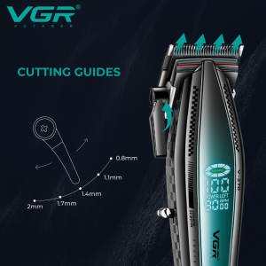 Акумуляторна машинка для стрижки (clipper) VGR V-270, 6 насадок, 9000 RPM, 2500 mAh, LED display