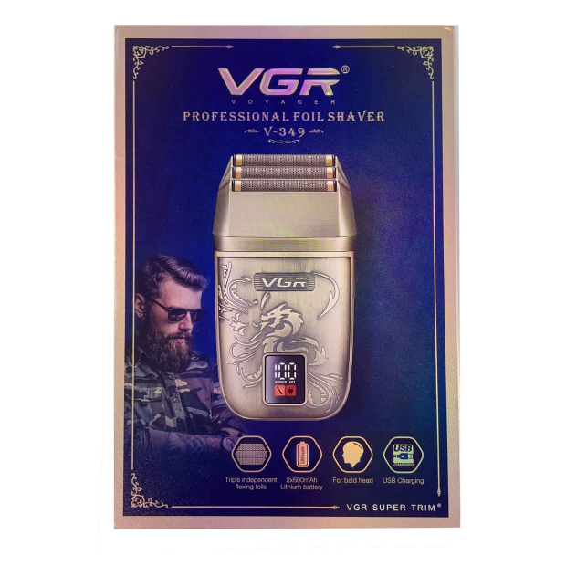 Електробритва VGR V-349 шейвер, потрійне лезо, IPX6, LED Display