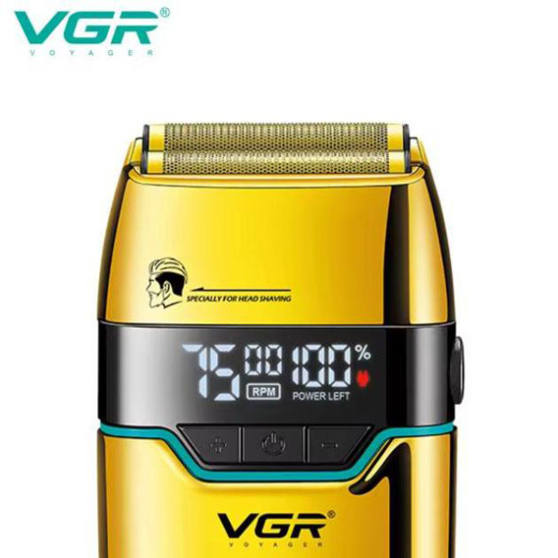 Електробритва VGR V-350 GOLD шейвер, подвійне лезо, 2 насадки, LED Display