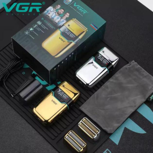 Електробритва VGR V-350 GOLD шейвер, подвійне лезо, 2 насадки, LED Display