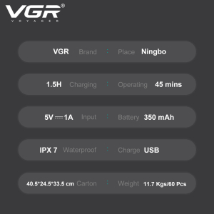 Електробритва VGR V-345 RED, роторна, IPX7
