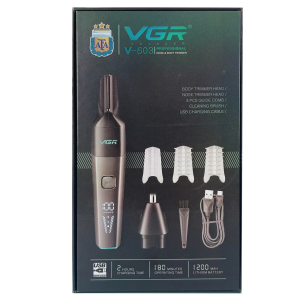 Тример VGR 2 в 1 V-603, 2 насадки (для носу та волосся), IPX5