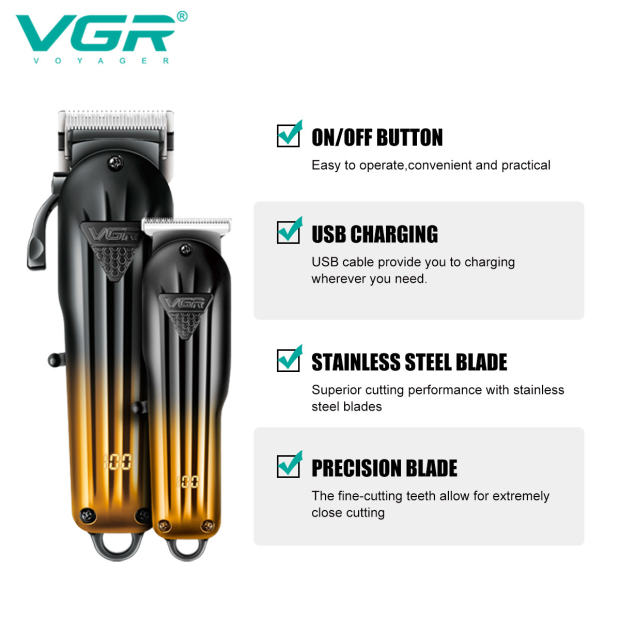 Комплект VGR 2 в 1 V-646 акумуляторна машинка для стрижки (clipper) та триммер