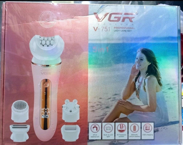 Епілятор VGR 5 в 1 V-751 PINK, 5 насадок, IPX6