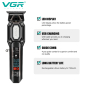 Тример VGR V-900 BLACK, 4 насадки, LED display, 7000 RPM