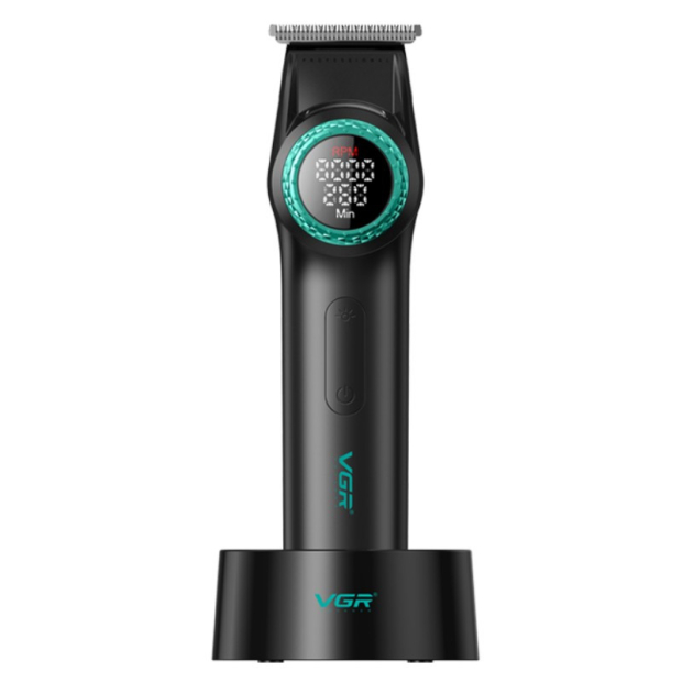 Тример VGR V-977 BLACK, регулювання потужності 6000 - 8000 RPM, 2500 mAh, 4 насадки, LED display