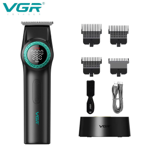 Тример VGR V-977 BLACK, регулювання потужності 6000 - 8000 RPM, 2500 mAh, 4 насадки, LED display
