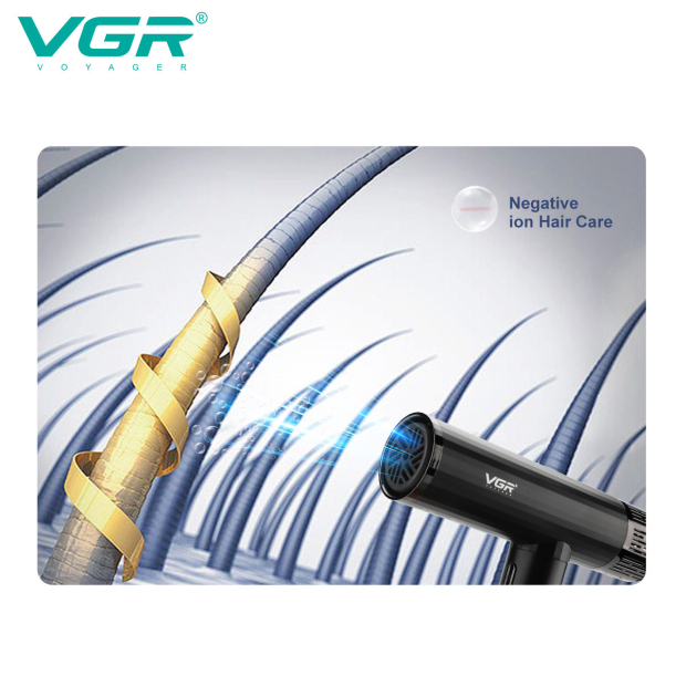 Фен професійний VGR V-427, 4 рівні обдування, 3 рівні температури, 110000 RPM, 3 насадки