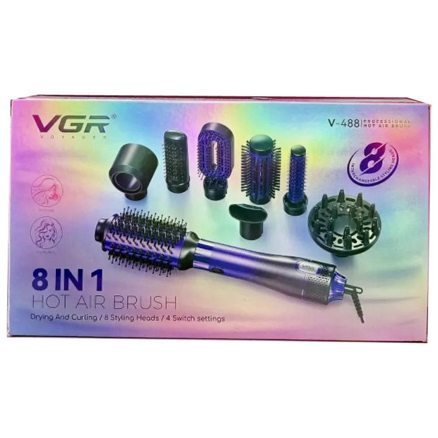 Фен-стайлер VGR 8 в 1 V-488 PURPLE, 8 насадок, 4 режими