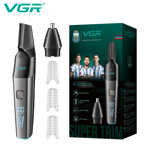 Тример VGR 2 в 1 V-603, 2 насадки (для носу та волосся), IPX5