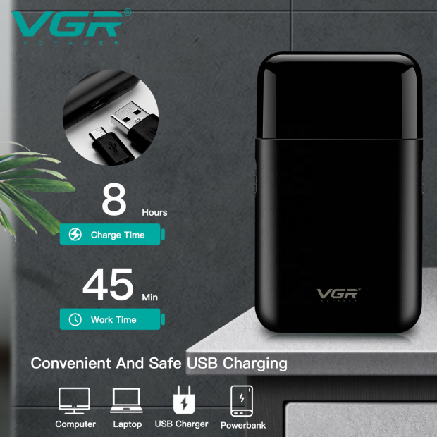 Електробритва VGR V-390 шейвер BLACK, висувний тример