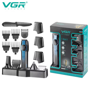 Набір для стрижки VGR 13 в 1 V-173 BLUE, 13 насадок, LED display