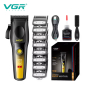 Акумуляторна машинка для стрижки (clipper) VGR V-195 GOLD, 8 насадок, 9000 RPM, 2500 mAh, LED display