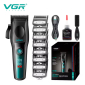 Акумуляторна машинка для стрижки (clipper) VGR V-195 GREEN, 8 насадок, 9000 RPM, 2500 mAh, LED display