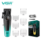 Акумуляторна машинка для стрижки (clipper) VGRV-196 GREEN, 8 насадок, 7000 RPM, 2000 mAh, LED display
