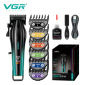 Акумуляторна машинка для стрижки (clipper) VGRV-273 GREEN, 6 насадок, 8000 RPM, 3000 mAh, LED display