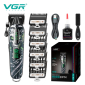 Акумуляторна машинка для стрижки (clipper) VGR V-279 GREEN, 6 насадок, 9000 RPM, 2500 mAh, LED display