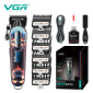 Акумуляторна машинка для стрижки (clipper) VGR V-279 RED, 6 насадок, 9000 RPM, 2500 mAh, LED display