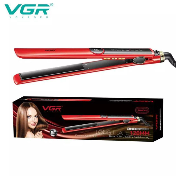 Плойка VGR V-518 RED, температура від 100 ° C до 230 ° C, керамічне покриття, LED display, 40 Вт