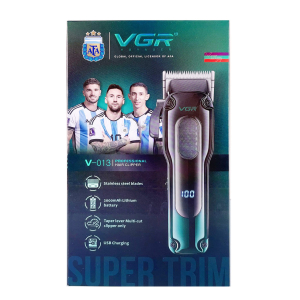 Акумуляторна машинка для стрижки (clipper) VGR V-013 GREEN, 8 насадок, 6500 RPM, 2000 mAh, LED display