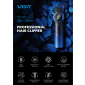 Акумуляторна машинка для стрижки (clipper) VGR V-001 BLUE, 10 насадок, 9000 RPM, 4600 mAh, LED light, LED display