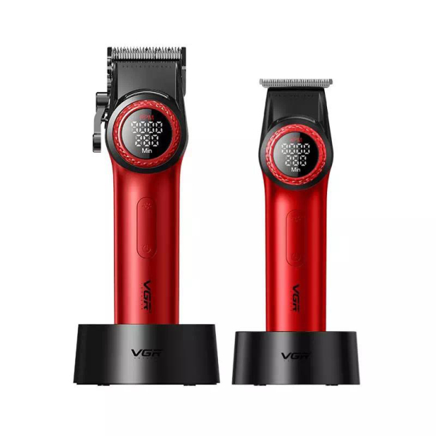 Комплект VGR 2 в 1 V-001&V-977 RED, акумуляторна машинка для стрижки (clipper) і тример