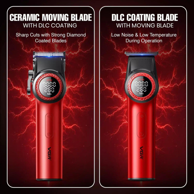 Комплект VGR 2 в 1 V-001&V-977 RED, акумуляторна машинка для стрижки (clipper) і тример